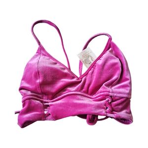 New Jessica Simpson Velvet Pink Swim Bra Size Large